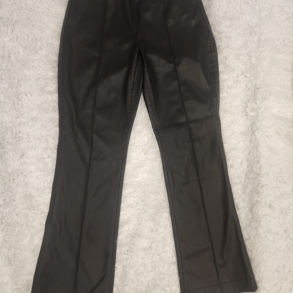 Zara Black Leather Look Trousers - Picture 2 of 7